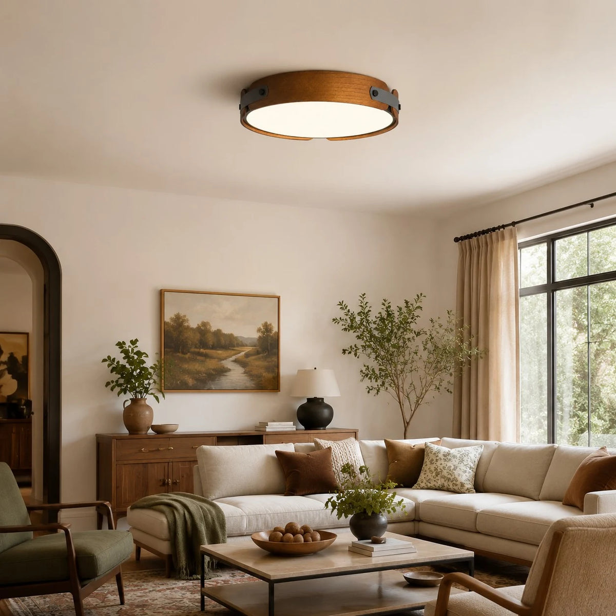 Walnut Full Spectrum Flush Mount Ceiling Light