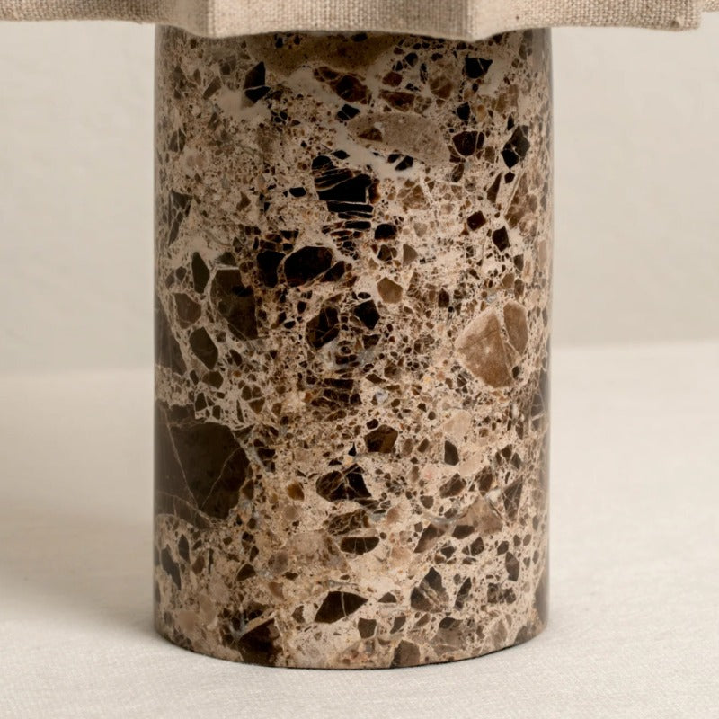 Cavilon Tafellamp met Waaier-vormige Linnen Kap - Steenafwerkingen Geschikt voor Woonkamers