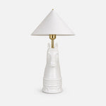 Afbeelding laden in galerijweergave, White cone shade horse head table lamp