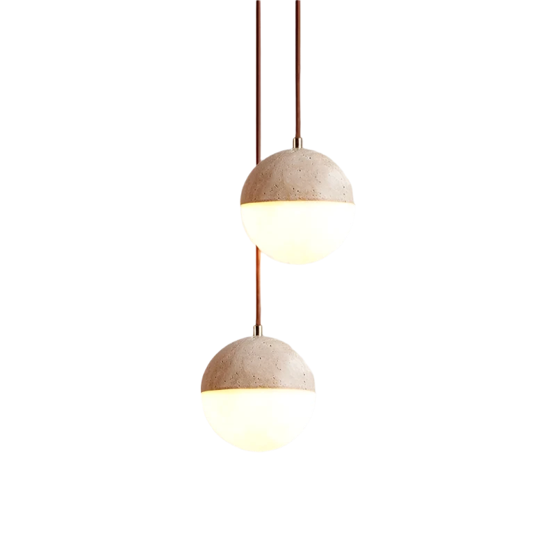 Suspension boule en travertin