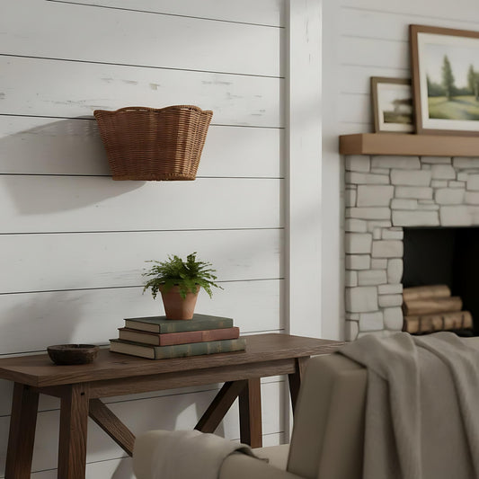 Aplique de Pared Tejido Wickara – Lámpara de Pared con Pantalla de Cesta con Bordes Ondulados para Dormitorio