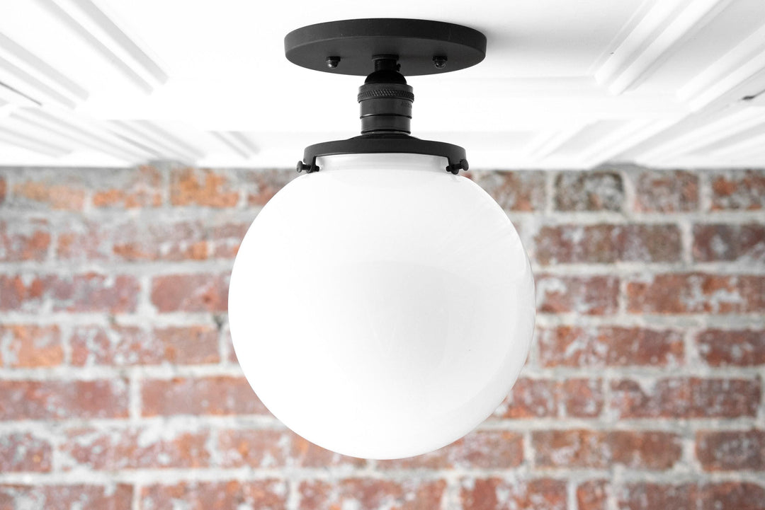 Glorica White Opal Sphere Modern Semi-Flush Light for Bedroom & Entryway