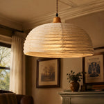 Załaduj obraz do przeglądarki galerii, Close room view of the woven dome pendant light