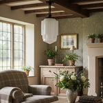 Load image into Gallery viewer, Geotower Glass Brass Pendant – Opal Globe Art Deco Hanging Light
