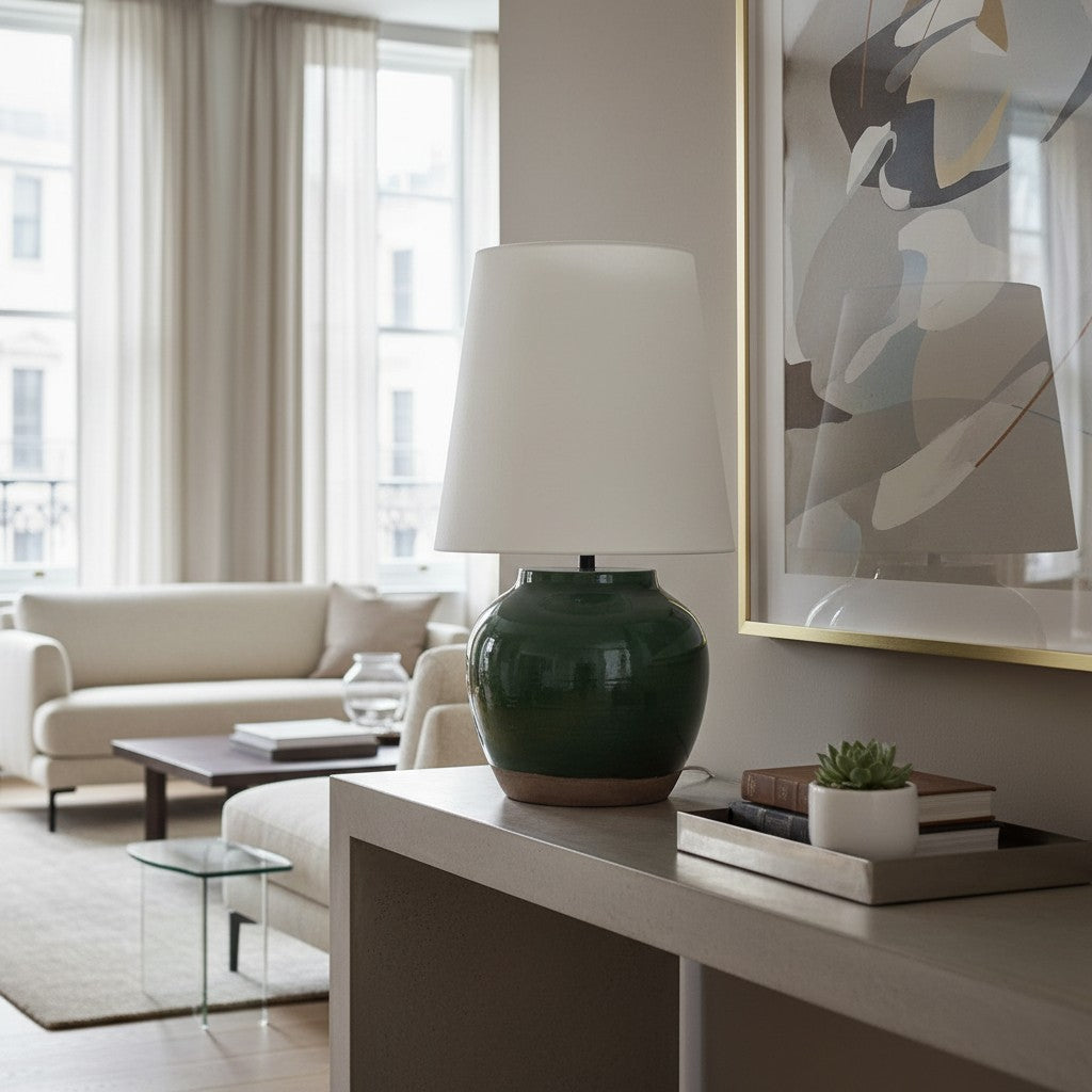 Ceruna moderne keramische bedlamp met linnen stoffen kap – elegante verlichting voor slaapkamer en woonkamer