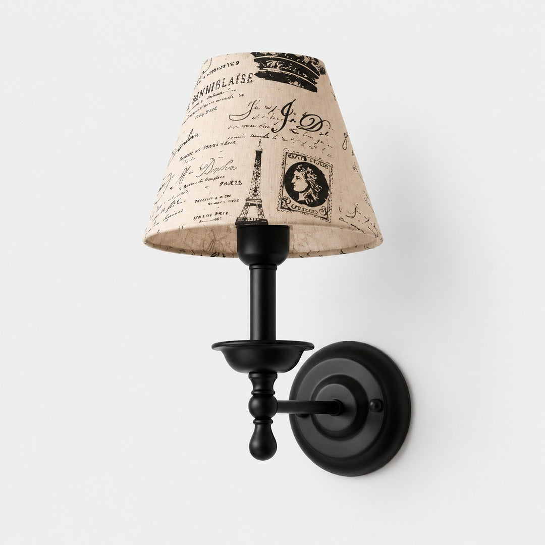 Vintage wandlamp met stoffen kap