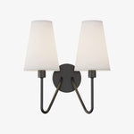 Afbeelding laden in galerijweergave, Arcuma Vintage Geïnspireerde Metalen Wandkandelaar - Handgemaakte Stoffen Kap voor Slaapkamer