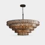 Afbeelding laden in galerijweergave, French vintage ripple glass chandelier with smoked glass