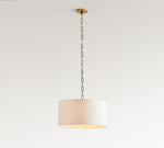 Load image into Gallery viewer, Dumora Iron Linen Drum Pendant - Vintage Brass Hanging Ceiling Light
