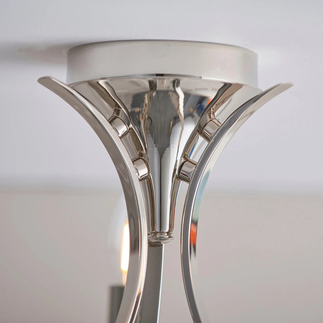 Foline 3-licht plafondlamp met zwaaiarmen - gepolijst nikkel semi-opbouw voor eetkamer of hal