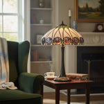 Load image into Gallery viewer, TF Hutchinson Art-Glass Tiffany Style Table Lamp – Handcrafted Design for Home and Office
