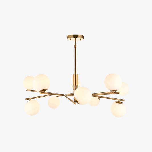 Lámpara Colgante Tivara Mid-Century Modern de 10 Luces – Candelabro con Pantallas de Globo para Techos Altos