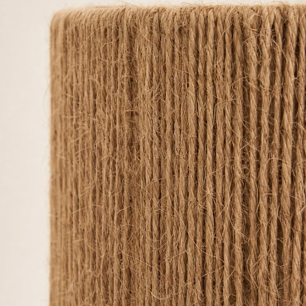 Close detail of hemp rope woven lamp shade texture