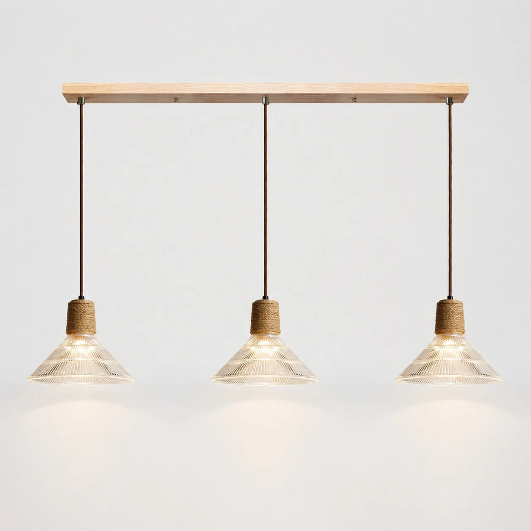 Rustic Woven Rope Glass Pendant Light Collection