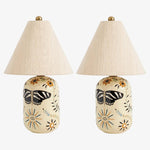 Load image into Gallery viewer, Ceruna Ceramic Table Lamp - Tapered Linen Shade Wax Resist for Bedroom