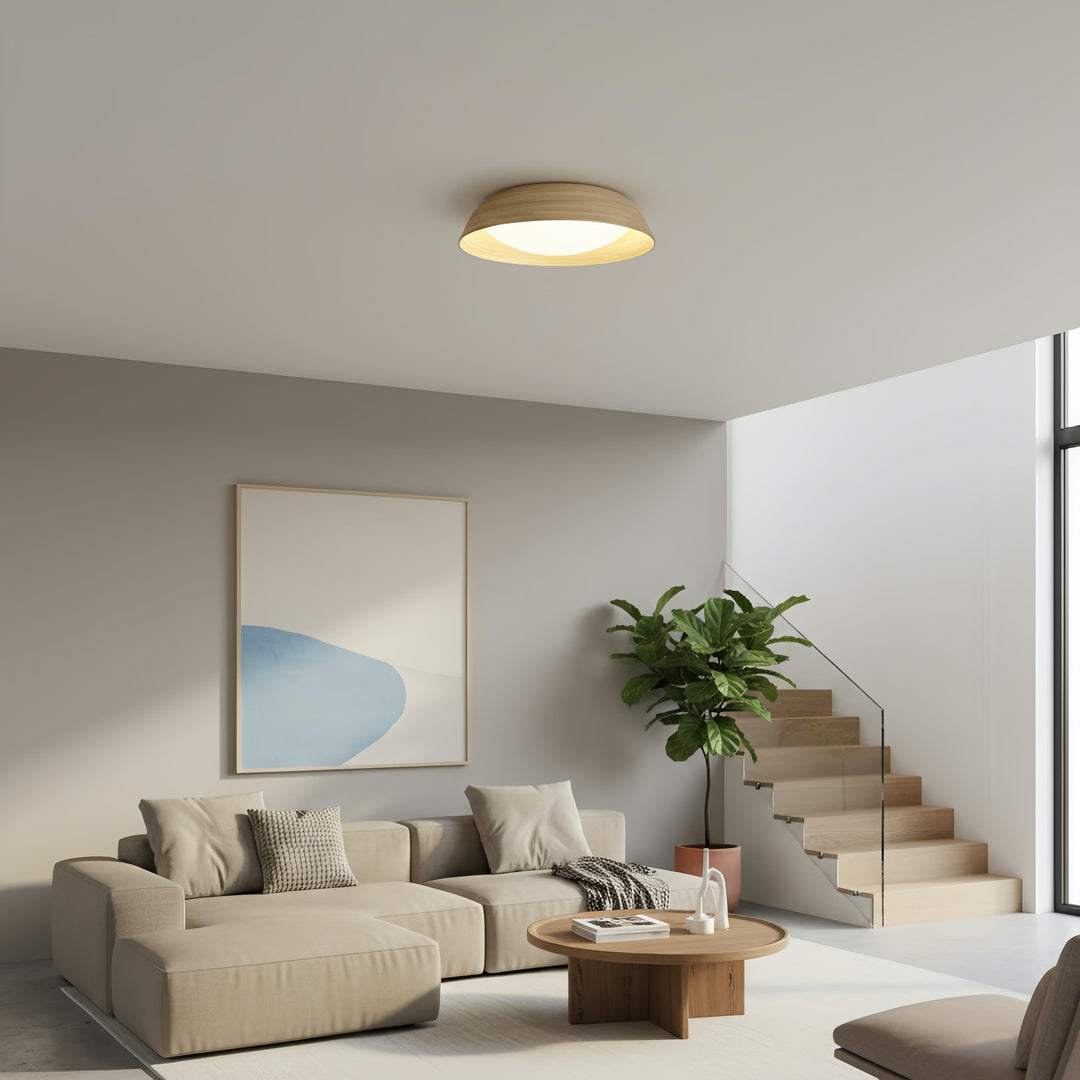 Bambori Japandi Style Bamboo Textured Ceiling Lamp - Natural Accent Light for Living Room
