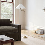Load image into Gallery viewer, Fibura Elegant Floor Lamp Linen Shade Champagne Bronze – Add Warmth
