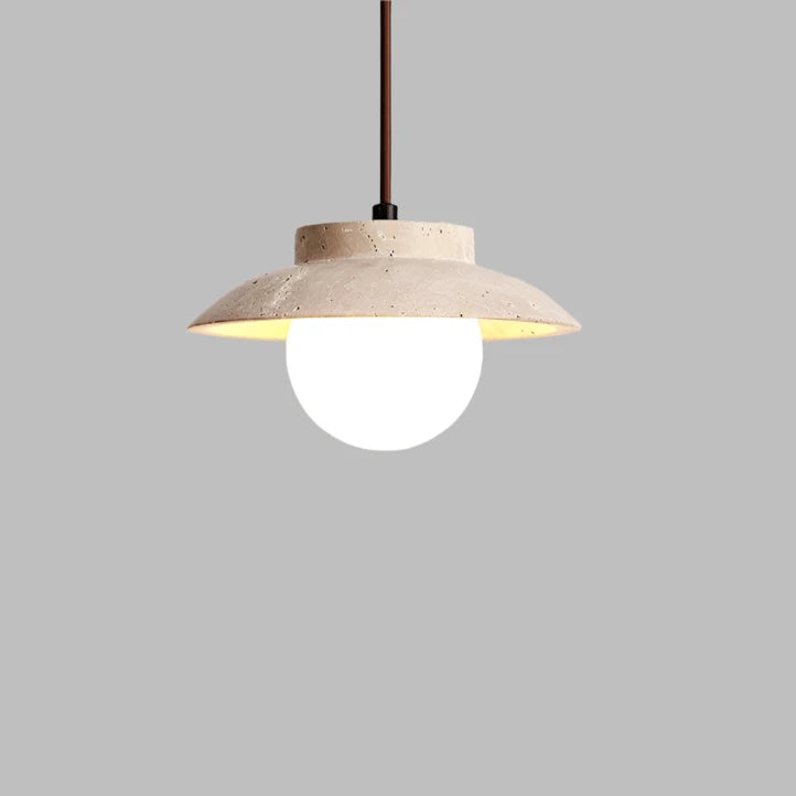 Lampada a sospensione in pietra LED in travertino