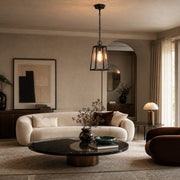 Black Trapeze Glass Pendant Light