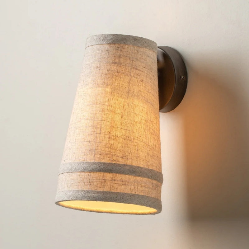 Zalen Textured Linen Bronze Wall Light – Soft Retro Wall Sconce for Reading Nook