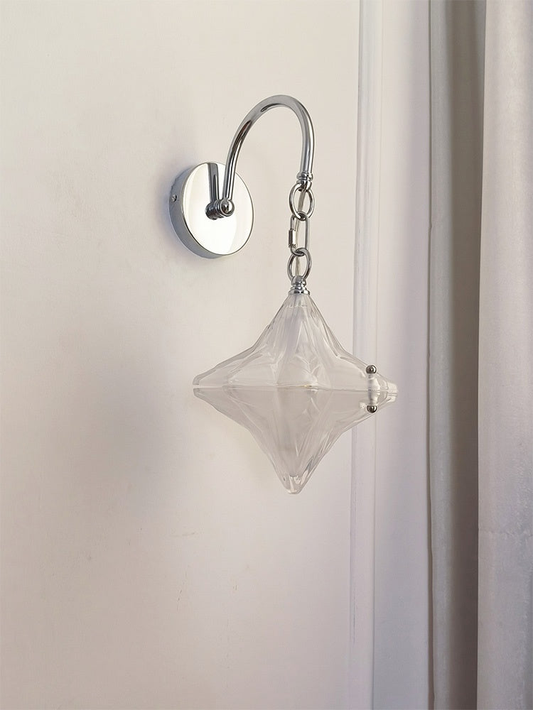 Art Deco Star Wall Sconce - Frosted Glass Light for Hallway - Astris Selene