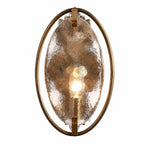 Cargar imagen en el visor de la Galería, Antique brass textured glass wall sconce on a white background