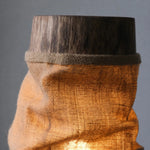 Załaduj obraz do przeglądarki galerii, Close-up of gathered shade top rim and wood finish