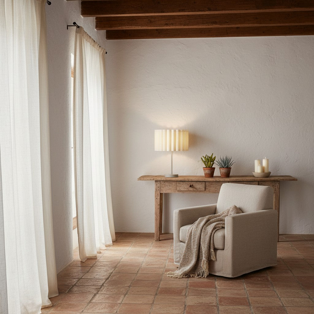 Velura Tafellamp - Beige Linnen Kap in Lichtbeige