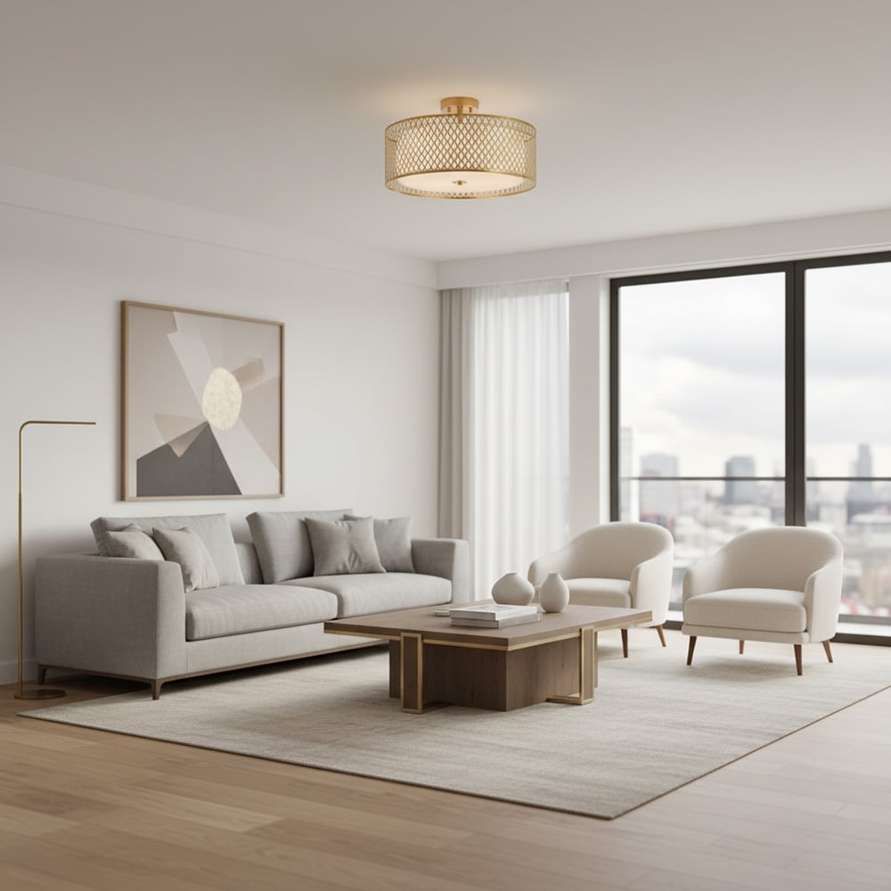 Modern 3 Light Mesh Design Ceiling Light - Dimmable for Living Room