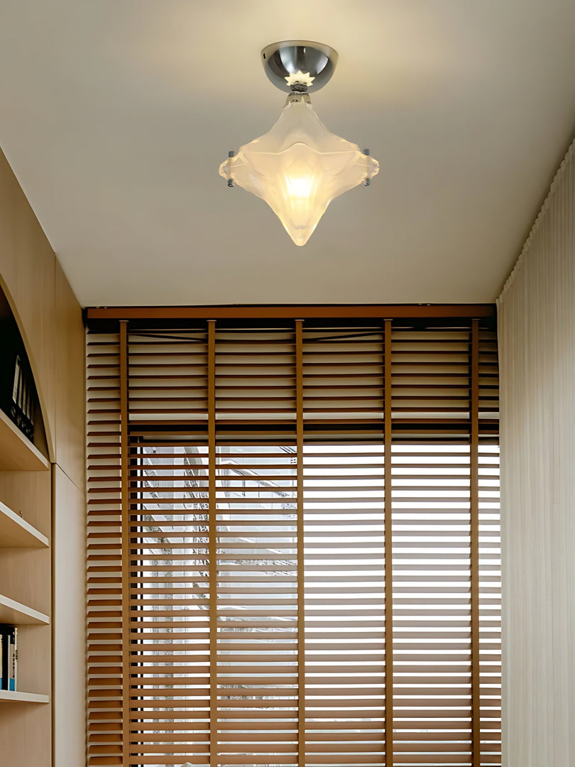 Art Deco Star Ceiling Lamp – Frosted Glass Fixture for Hallway & Entryway – Astris Ceres