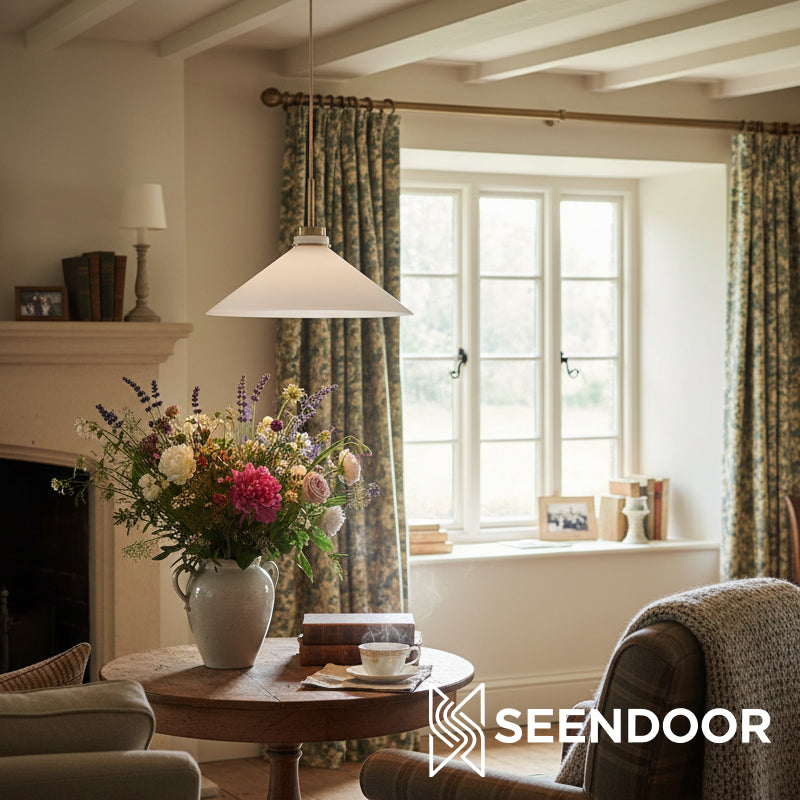 Aurenza Modern Farmhouse Pendant Light - Adjustable Shade for Warm Ambiance