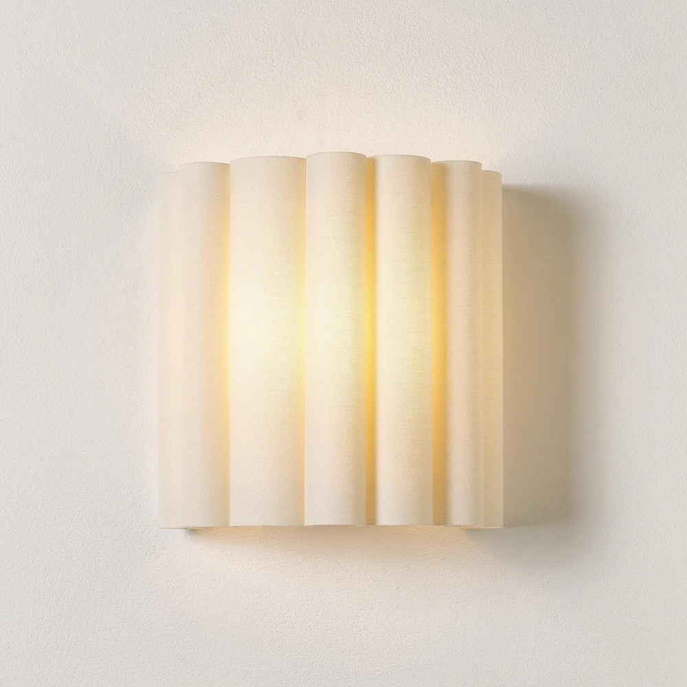 Velura Linnen Gevouwen Wandlamp - Stoffen Zacht Geplooid Ontwerp Sfeerverlichting voor Slaapkamer of Gang