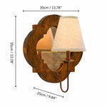 Cargar imagen en el visor de la Galería, Antique Wood Wall Sconce With Fabric Shade