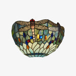 Afbeelding laden in galerijweergave, TF Dragonfly patroon wandlamp – Klassiek handgesneden glas-in-lood voor gangen en slaapkamers