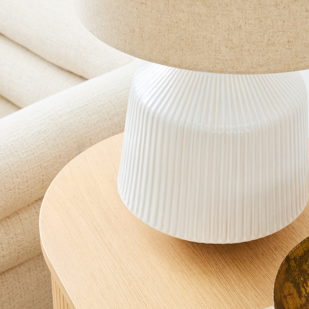 Ceruna Ripple Ceramic Table Lamp – Modern Design Minimalist Style Lighting Perfect for Living Room Bedroom Office