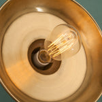 Afbeelding laden in galerijweergave, Brass pendant light socket and inner shade detail