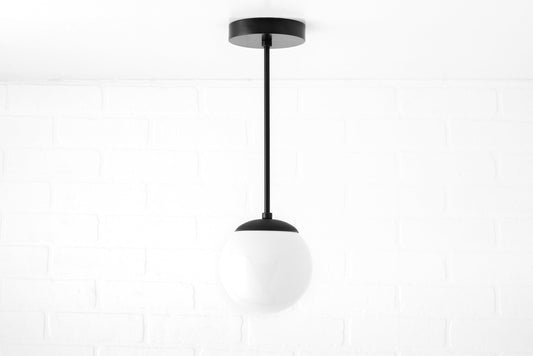 Lámpara colgante Glorica de globo blanco de vidrio - Lámpara colgante de vidrio estilo moderno de mediados de siglo