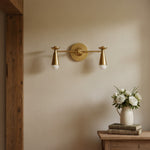 Load image into Gallery viewer, Pyralis Vintage-Style Cone Wall Sconce Brass Finish for Bedroom &amp; Corridor
