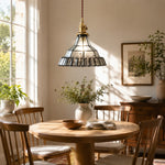 Cargar imagen en el visor de la Galería, Vintage Stained Glass Pendant Light 9