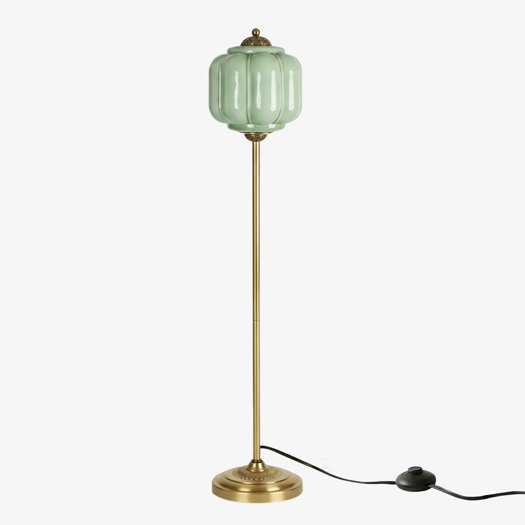 Eloise Strukturierte Glas-Kürbis-inspirierte Stehlampe - Organische Kunstfertigkeit und Retro-Stil für Wohnzimmer