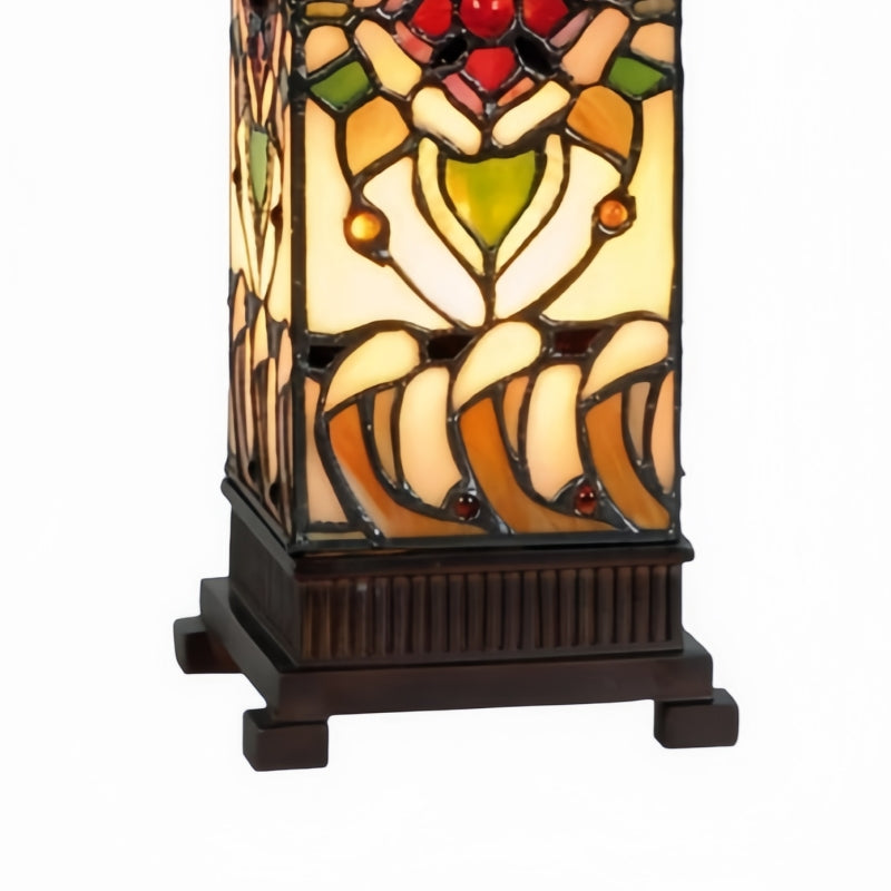 TF Angelique Art Nouveau glas-in-lood tafellamp - handgemaakt bloemmotief voor woonkamer