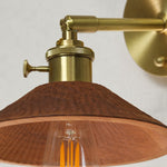 Load image into Gallery viewer, Brass E27 socket and carved wood shade connection detail