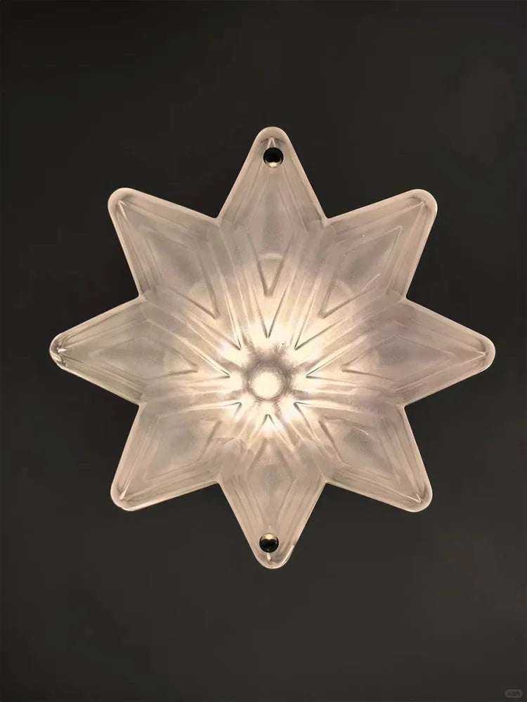 Art Deco Astris Star Chandelier – Frosted Glass Deco Fixture for Dining Room