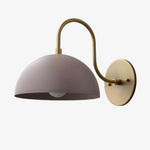 Load image into Gallery viewer, Curva Metal  Industrial Wall Sconce - Curved Brass Arm - Hammered Dome Light Fixture
