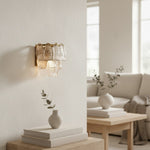 Afbeelding laden in galerijweergave, Lumvey gelaagde glazen wandlamp — Art Deco wandlamp voor badkamer en hal