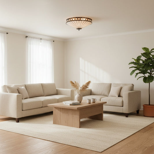 Lámpara de Techo Empotrada de Vidrio Artístico Elegante TiffStar - Lámpara de Techo Inspirada en lo Vintage para Interiores del Hogar