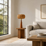 Cargar imagen en el visor de la Galería, Wood and woven table lamp placed in a warm living space