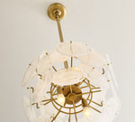 Load image into Gallery viewer, Sevra Cascading Glass Disc Pendant Light - Metal Vintage Brass Finish Fixture
