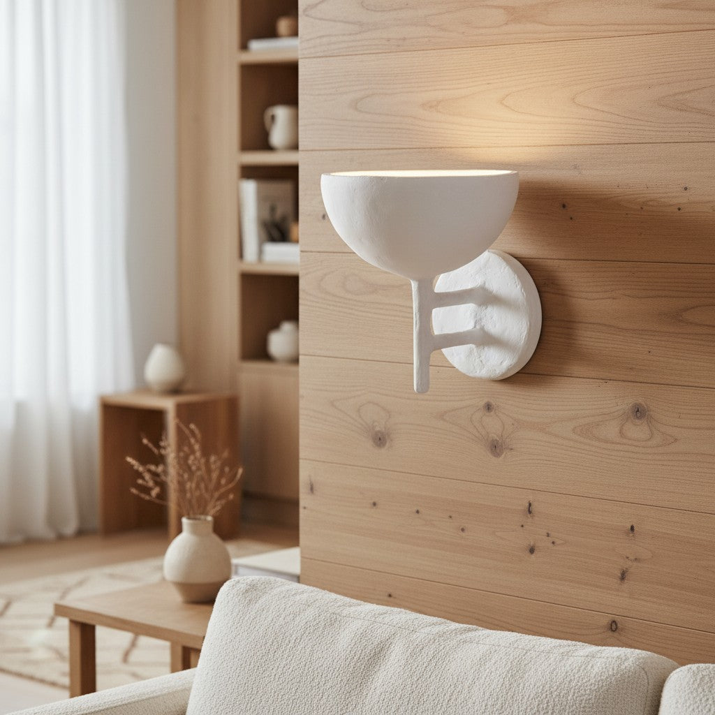 Lámpara de Pared Decorativa Plara – Lámpara de Pared de Metal Cubierta de Yeso Estilo Moderno y Limpio para Tocador de Baño y Paredes de Acento