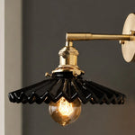 Cargar imagen en el visor de la Galería, Close view of black pleated ceramic wall sconce shape